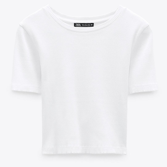 Zara Ribbed Cotton T-shirt - NWT - Small - Picture 1 of 11